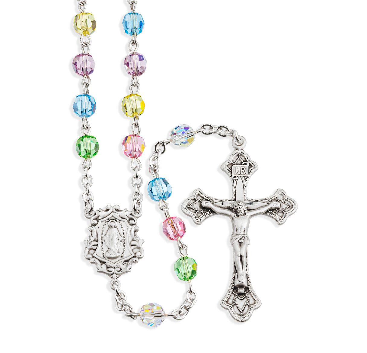 Multi color Swarovski rosary beads